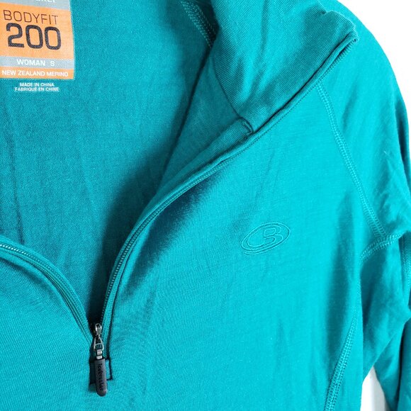 Icebreaker Bodyfit 200 Base Layer 1/4 Zip New Zealand Merino Wool Teal size S - Picture 4 of 11